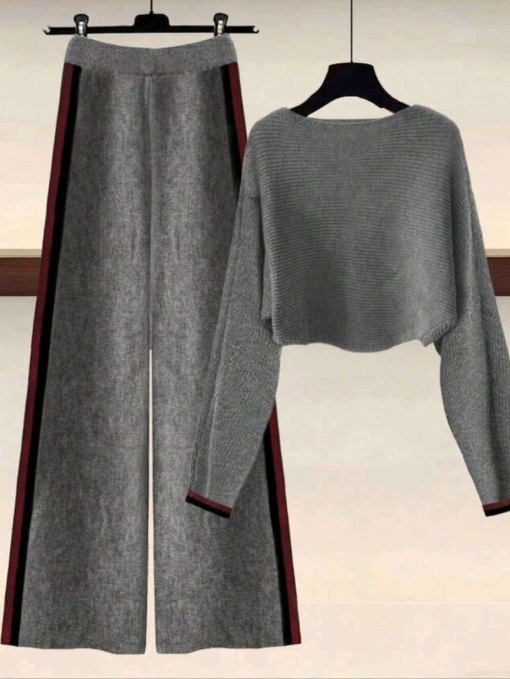 Gray Long Sleeve Knit Sweater Women's New Casual Loose Top, Paired With Striped - Picture 2 of 6